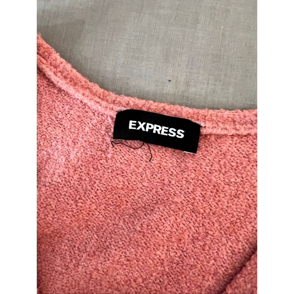 Express Coral Pink V-Neck Boucle Knit Sleeveless Sweater Tank Top Size Large - Picture 5 of 8
